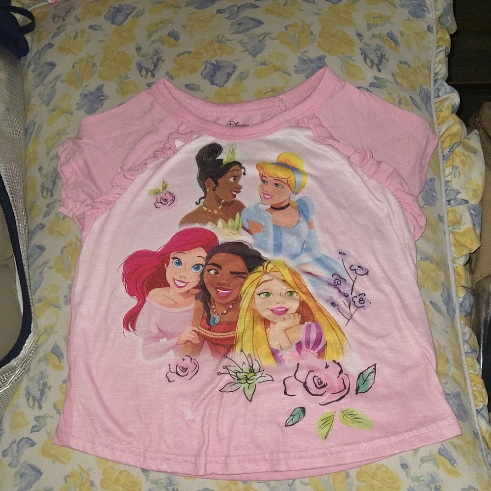 Disney Pink Princess Tee with Floral Accents